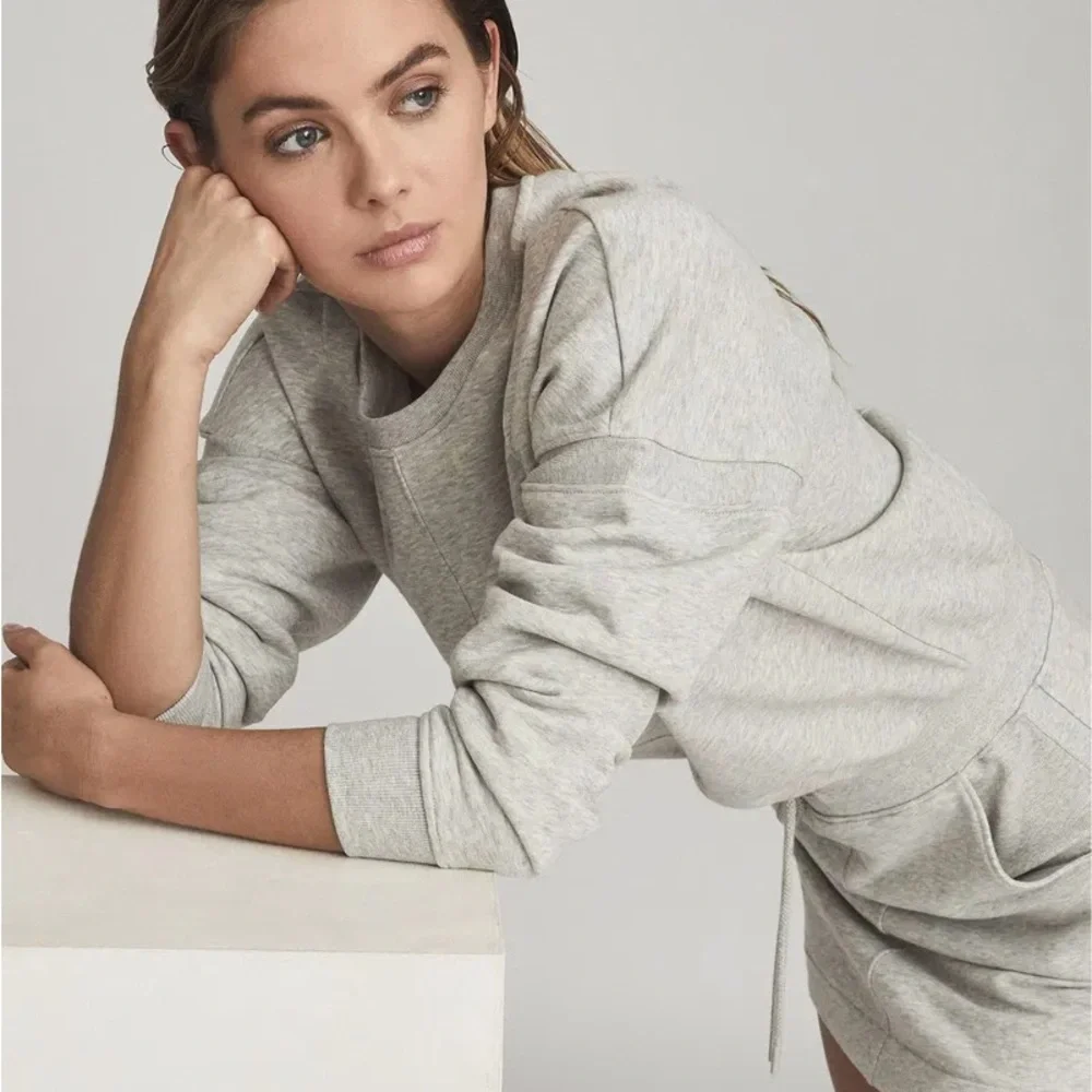 Reiss Jetta Mini Sweatshirt Dress In Gray - Picture 7 of 7